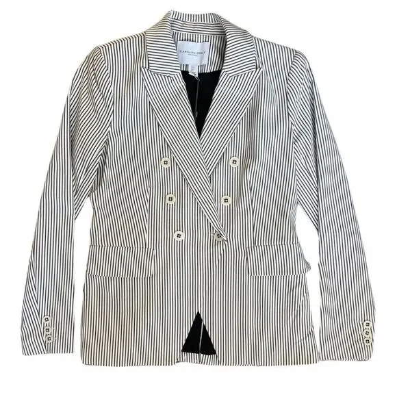 New Carolina Belle Neutral Pinstripe Blazer Jacket Academia Seersucker- Small - Picture 1 of 13